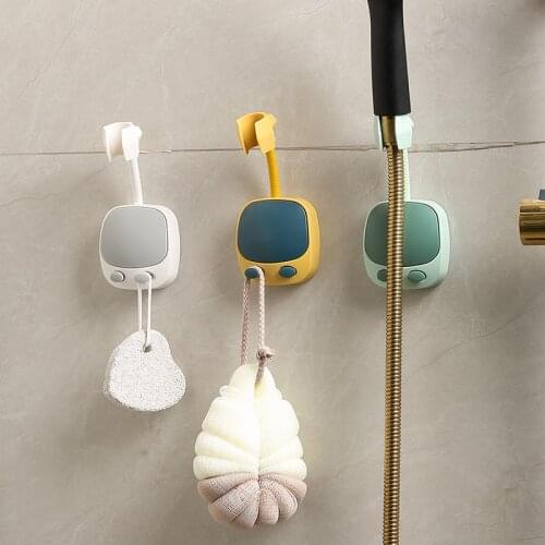 1pc Shower Head Holder Universal Shower Head Holder Punch-Free Bathroom Bracket Adjustable 360 Rotation ABS Fixed Base