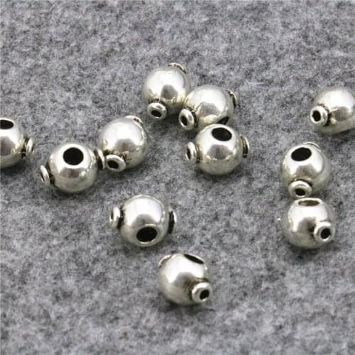 10PCS Finding Loose Copper Round DIY Beads Big Hole Ball Accessory Fashion Jewelry Making Women Metal Gifts Crafts 7x10mm Lucky