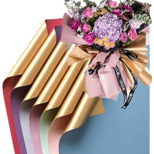10pcs/lot Golden Flower Wrapping Paper Bouquet Floral Gift Packaging Material Package Waterproof Flower Paper