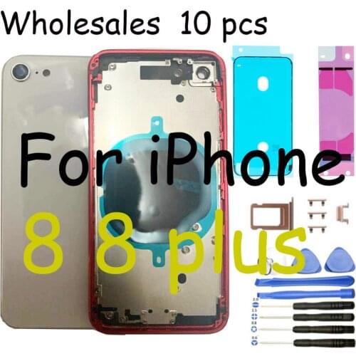 10Pcs/Lot Top Quality Back Housing for IPhone 8G 8 Plus Middle Frame With Glass Replacement + Buttons + Tools+Gifts