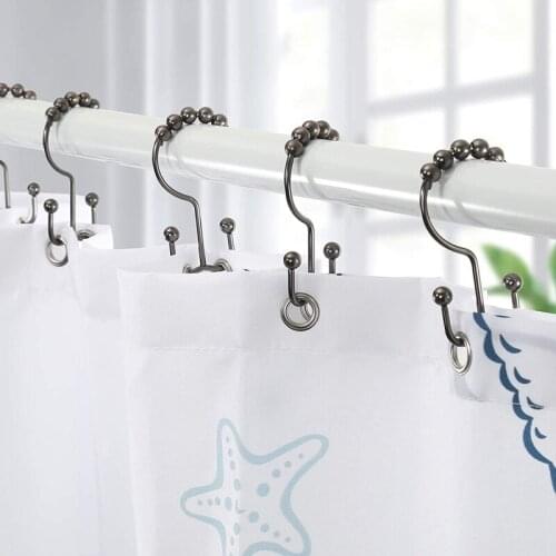 12Pcs Stainless Steel Shower Curtain Rings Rust Proof Free Sliding Double Shower Hooks for Curtain