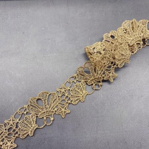 20 Yards 2.9CM Wide Gold Flower Hollow Style Lace Fabric Braided Lace Trim Guipure Laces Ribbon Sewing Trimmings For Clothing