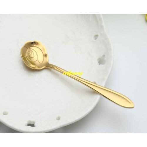 200pcs/lot 12.5*2.5cm Flower Shape Stainless Steel coffee spoon Dessert Spoon Tableware Kitchen Tools