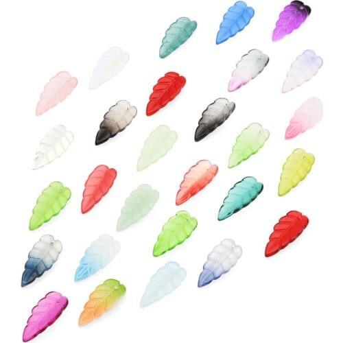 200Pcs Wholesale Glass Leaves Beads 10x23mm Gradeint Color Czech Glazed Leaf Pendant For DIY Earings Garment Sewing Supplies