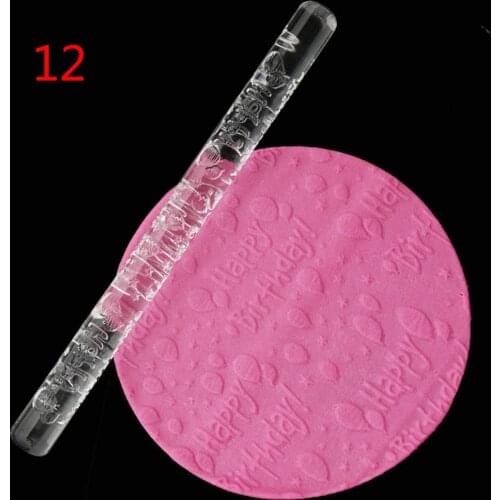 21 Styles Acrylic Rolling Pin Designed Fondant Cake Impression Rolling Pin Pastry Roller Embossing Baking Tools