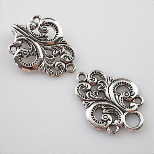 4Sets Tibetan Silver Clouds Heart Flower Bracelet Toggle Clasps Connectors