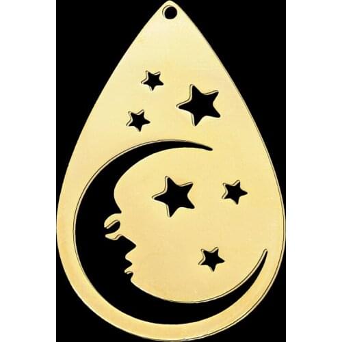 5pcs/lot 100% Stainless Steel Moon Stars DIY Earring Pendant Charm Wholesale Jewelry Necklace Making Charms Custom Charms