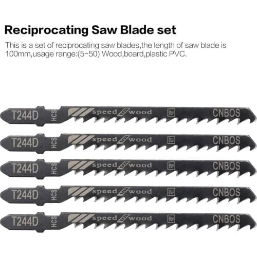 5Pcs/Lot T244D Reciprocating Saw Blade HCS HSS 100mm Grinding Teeth Jig Saw Blade Hard Cutting Wood Plastic PVC Saw Blade Tools