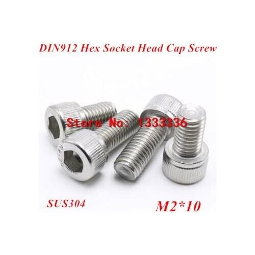 500pcs M2*10 Hex socket head cap screw, DIN912 304 stainless steel Hexagon Allen cylinder bolt, cup screws