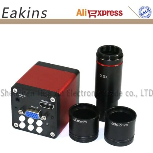 720p 13MP CMOS HDMI VGA Microscope Camera+CCD 0.5X Microscope Eyepiece C-Mount Lens For 23.2mm+30mmm+30.5mm Ring