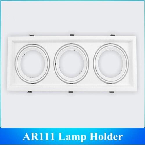 AR111 LED Embeded Ceiling lighting Frame / three Head Stands Rectangular Holder 20PCS