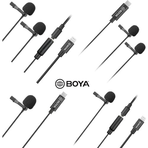 BOYA Cardioid Lavalier Lapel Clip-on Microphone with 3.5mm TRS Cable Detachable Compatible with Type-X/iOS Smartphones MIc