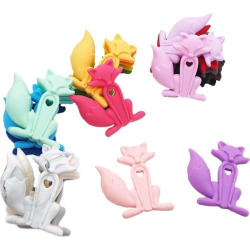 Chenkai 10PCS Cute Fox Teethers Silicone Baby Teething Nursing Pacifier BPA Free For Baby Shower Pacifier Chain Accessories