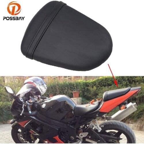 POSSBAY Retro Black Motorcycle Rear Passenger Seat Cafe Racer Seat Covers Pillion Cushion Pad for Suzuki GSX-R1000 K5 2005 2006
