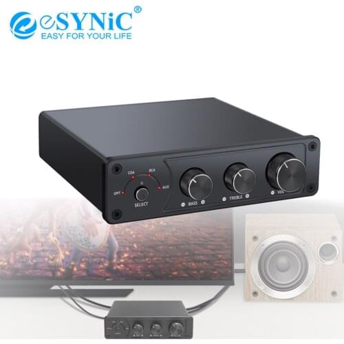 ESYNiC 192K Digital Power Amplifier Stereo Audio Amp DAC Optical Coaxial To Analog Audio Converter For Passive Speaker 100W+100W