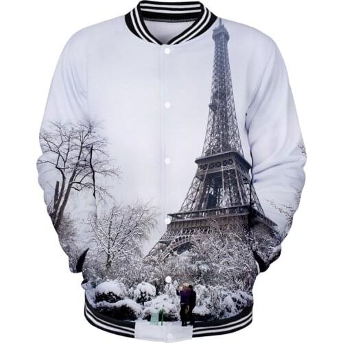 France Paris Eiffel Tower 3D Jacket Coat Famous La Tour Eiffel Hip Hop Sweatshirt Oversized Hoodies Brand Jackets Clothes