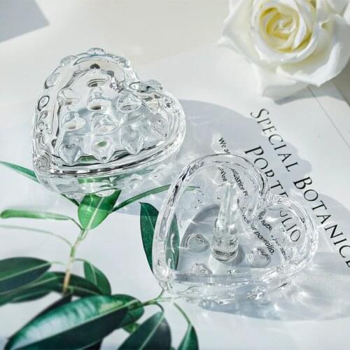 H&D Set of 2 Crystal Jewelry Organizer Heart Shaped Trinket box Ring Holder for Jewelry Display and Storing Home Wedding Decor