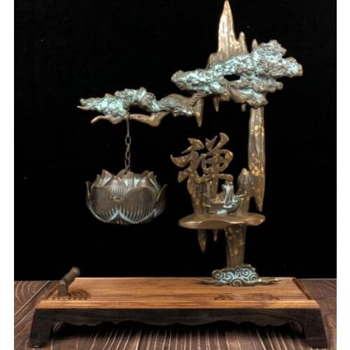 China brass pine tree Hanging Incense burner crafts statue