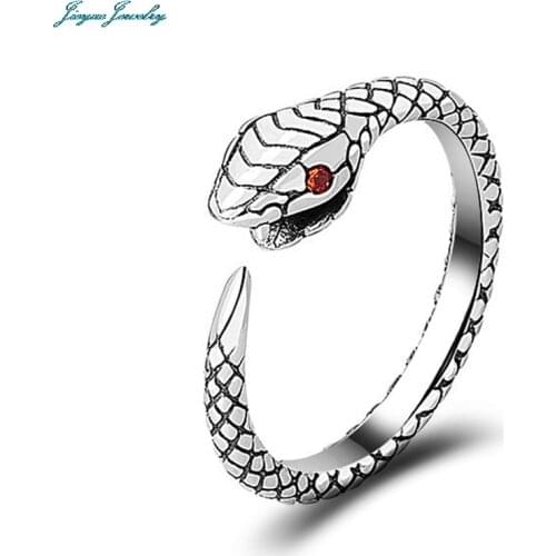Punk Animal Ring Male Retro Black Metal Serpentine Ring Mens Ring Unisex Adjustable Fashion Jewelry Gift 2021