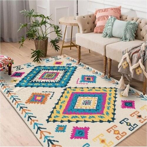 Living Room Bedroom Carpet Floor Mat Ethnic Style Geometric Carpet Bedroom Decor Living Room Rug Large Fur Carpet