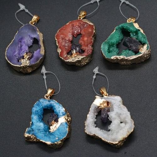 Natural Stone Pendant irregular shape Reiki Heal Druzy Pendant Crystal for Jewelry Making DIY Necklace Gift