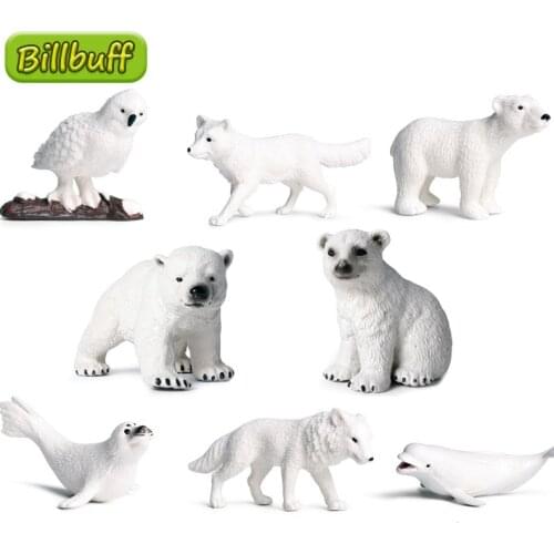 Simulation Arctic Animals PVC Polar Bear Models Action Figures Collection Miniature Cognition Educational Toys for children Gift