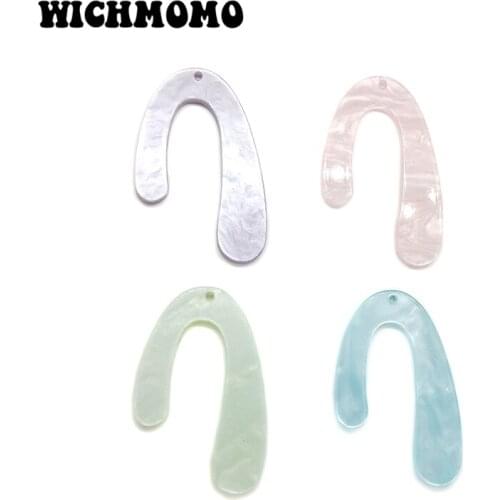 New Fashion 4 Pieces 44mm High Quality Acetic Acid Resin Geometric Smooth Charms Pendant for DIY Earring Jewelry Accessories