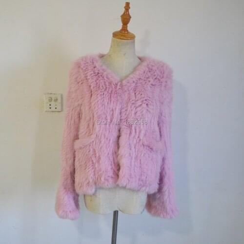 SJ133 New Arrival 2019 Korean Style 1*1 Thick Knit Top Quality Rabbit Fur Jacket