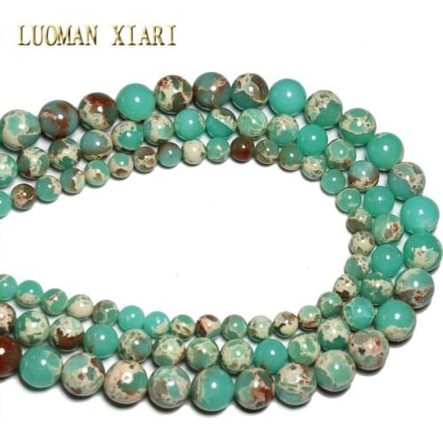 Wholesale Green Snakeskin Natural Stone Round Beads For jewelry Making 6/8/10 mm DIY Bracelet Necklace Material Strand 15