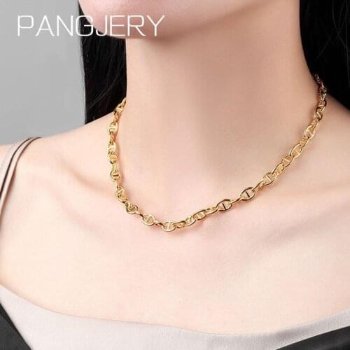 PANGJERY 925 Sterling Silver Pig Nostrils Necklaces for Women Fashion Punk Hiphop Irregular Pattern Engagement Jewelry Gifts