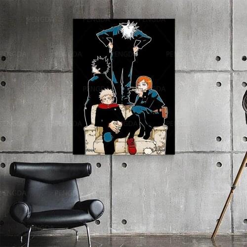 Canvas Poster Painting Black Jujutsu Kaisen Anime Japan Wall Art Prints Modular Pictures Home Decoration For Living Room Frame