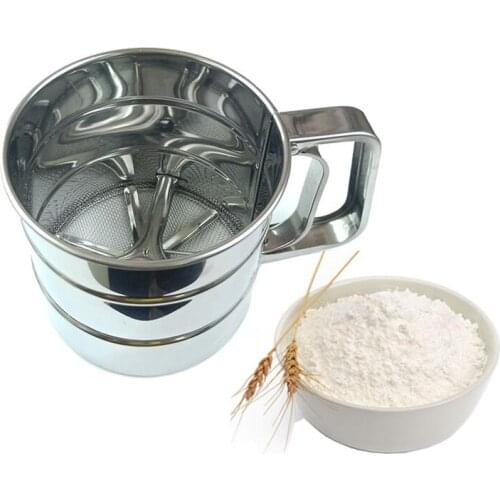 High Quality Stainless Steel Mesh Flour Sifter Mechanical Baking Icing Sugar Shaker Sieve Cup Shape Bakeware Baking Pastry Tools