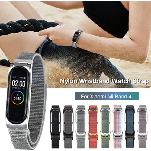 Replacement Watch Band Nylon Wristband Metal Shell Watch Strap For Xiaomi Mi Band 3 4 Bracelet Breathable Smart Watch Accessorie