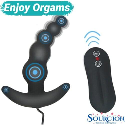 Sourcion 10 Speed Anal Beads Vibrator Butt Plug Clitoris Stimulator Female Masturbation Male Prostate Massager Sex Toy for Women