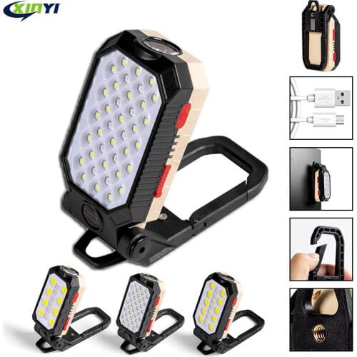 USB Rechargeable COB Work Light Portable LED Flashlight Adjustable Waterproof Camping Lantern Magnet Design with Power Display