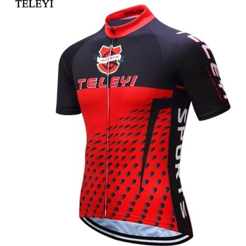 TELEYI Red Cycling Jersey Cycling Maillot Shirt Tops Breathable Summer Mtb Bicycle Clothing Ropa Ciclismo Mountain Bike Clothes