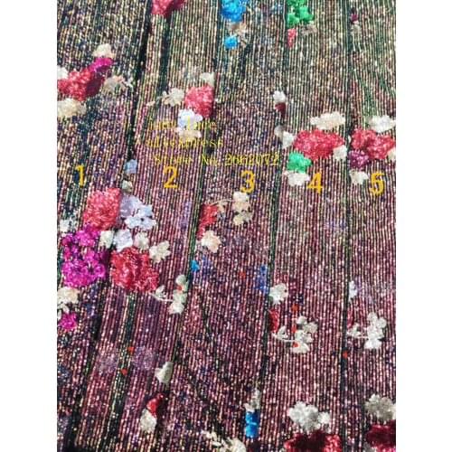 5yards/bag 5color colorful stripe sequins embroidery rose flower pattern fabric used for euramerican style dress fashion design