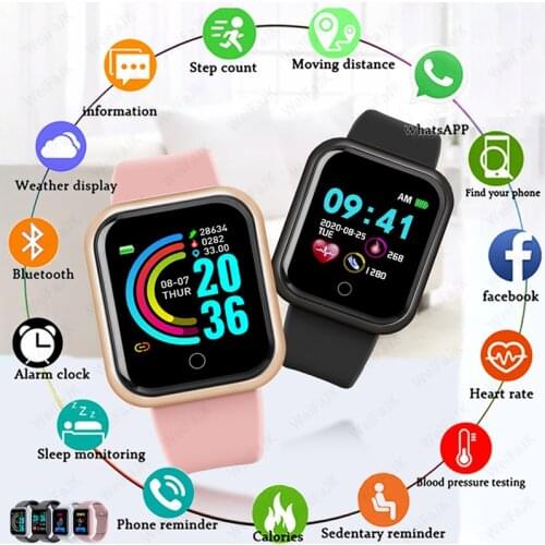 D20 Smart Watch Women Men Sport Digital Smart Band Heart Rate Monitor Blood Pressure Fitness Tracker Bracelet for Android IOS
