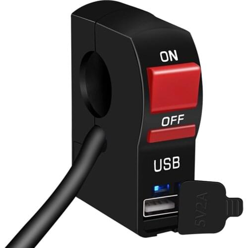 12V Universal Motorcycle Headlight Switch USB Car Charger Motorcycle Switch Handlebar Switches ON OFF Button USB Car Charger