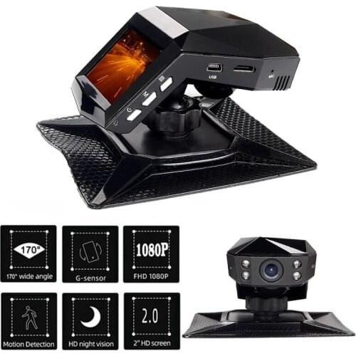 Car DVR Dash Camera Rear View Video Recorder 2 Inch 1080P HD WDR Loop Recording G-sensor Night Vision 170° Wide Angle Dash Cam