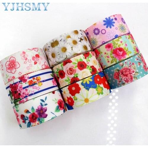 YJHSMY H-17523-941,10 yards,22 mm Cartoon flower Thermal transfer Printed grosgrain Wedding Accessories wedding gift wrap DIY