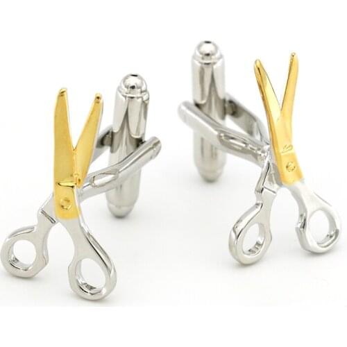 Scissors Cuff Links For Men Tool Design Quality Brass Material Golden Color Cufflinks Wholesale&retail