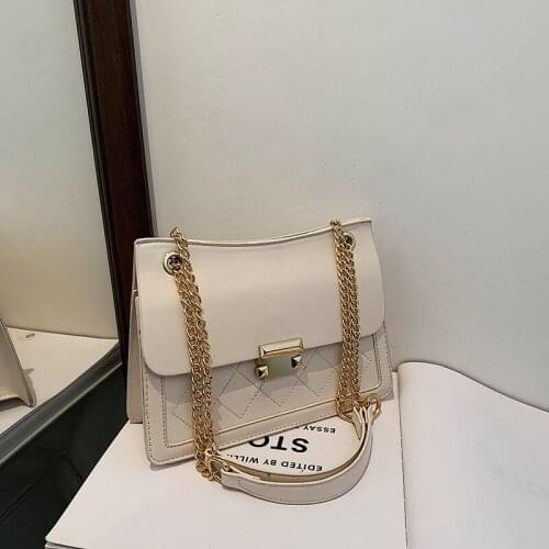 Retro PU Leather Fashion Chain Messenger Bag Womens Designer Small Square Bag Ladies Casual Solid Color Simple Shoulder Handbag