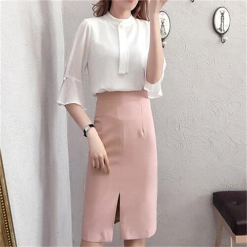 Womens Fashion suits Spring and summer Slim package hip skirt two sets of summer temperament professional suit female
