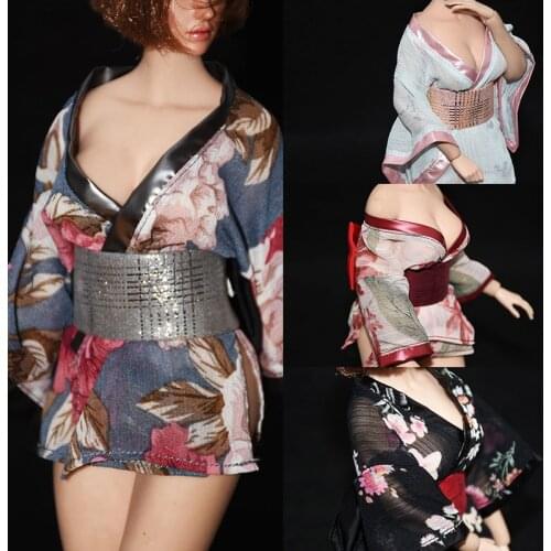 1/6 Female Ultra-thin Printed Kimono Dress Soldier Clothes Model Fit 12" PH TBLeague JO UD Action Figure Body