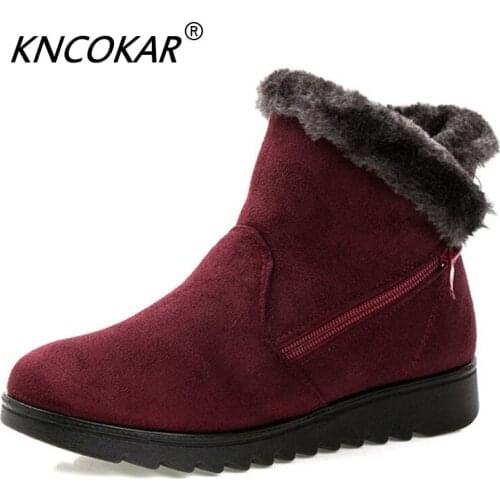 KNCOKAR Winter 2018 new cloth shoes warm snowshoes big size wedge heel anti-skid cotton boots mom shoes size 35-41
