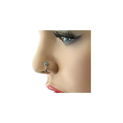 1pc zircon cubic zirconia silver nose ring unisex piercing jewelry women lip ring body clip hoop authentic nose ring dangling