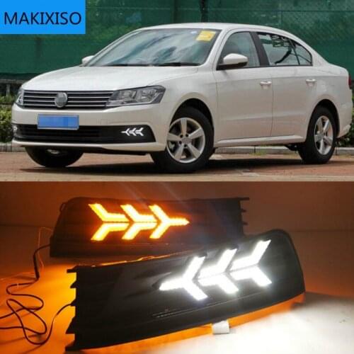 1 Pair LED DRL Daytime Running Light For Volkswagen VW Lavida 2015-2017 with Yellow Trun Signal Light Blue Night Lamp