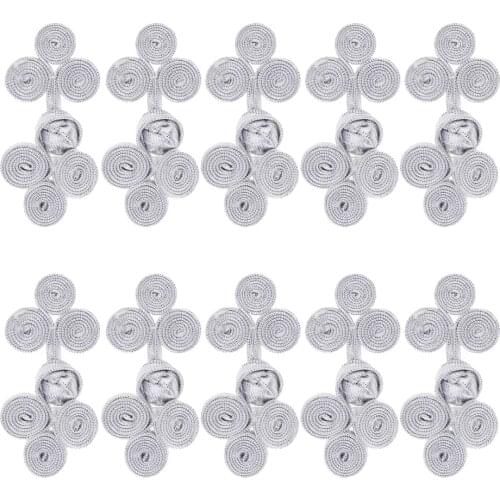 10 Sets Chinese Knot Frog Button Three Wheel Cheongsam Tang Suit Accessories for Cloak Cape Clasp Fasteners Hook Cardigan Clip