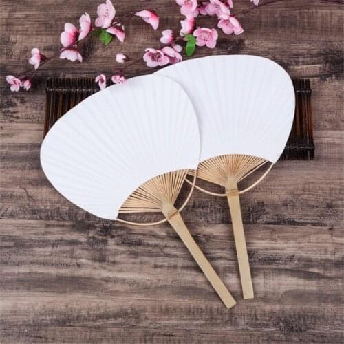 20 Pcs/lot Wedding White Paddle Fan for Wedding Decoration Blank Paper Bamboo Fan/student Drawing Fan Childrens Toy Fan X-036